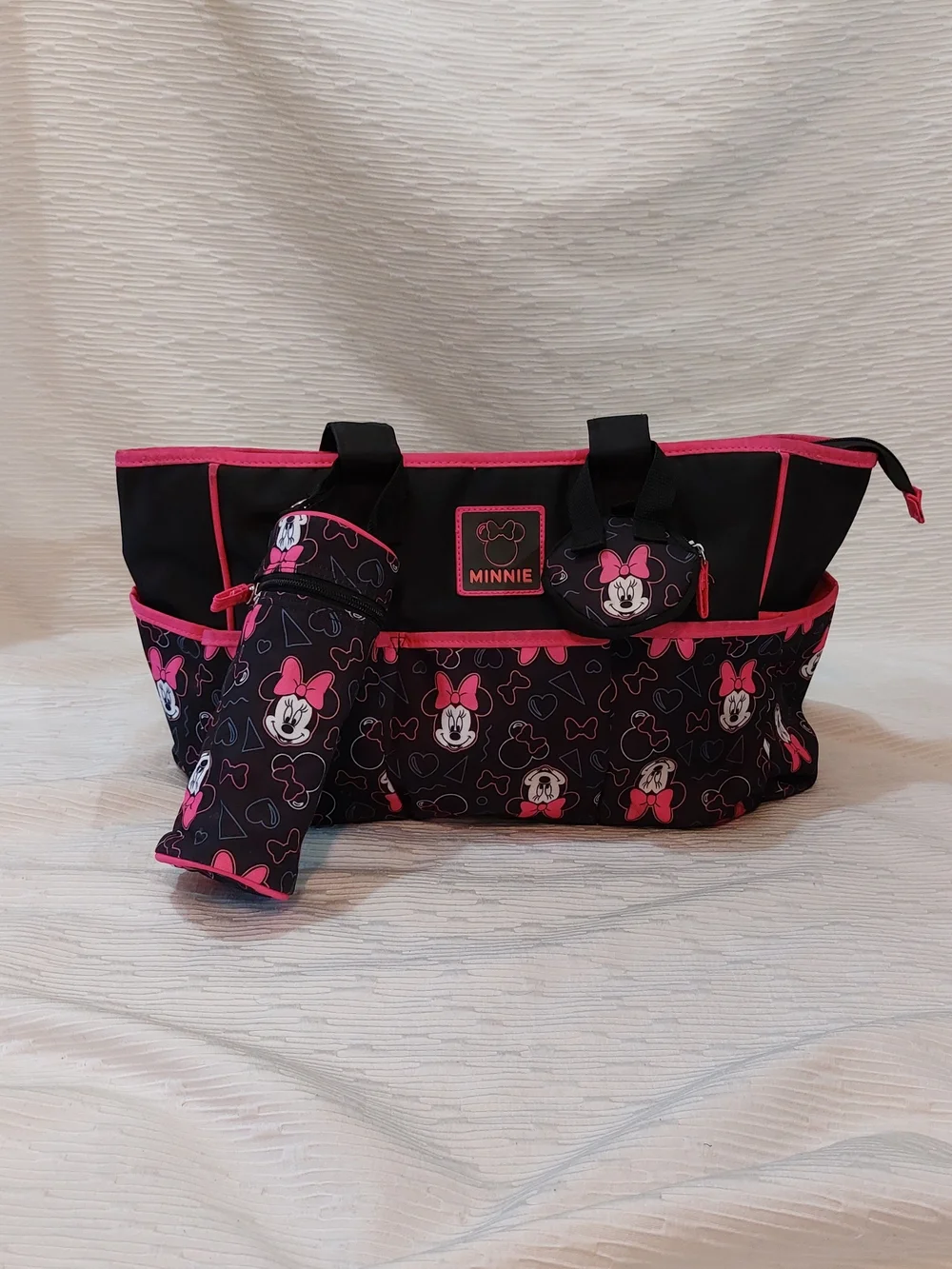 Disney Minnie Black and Pink Diaper Tote